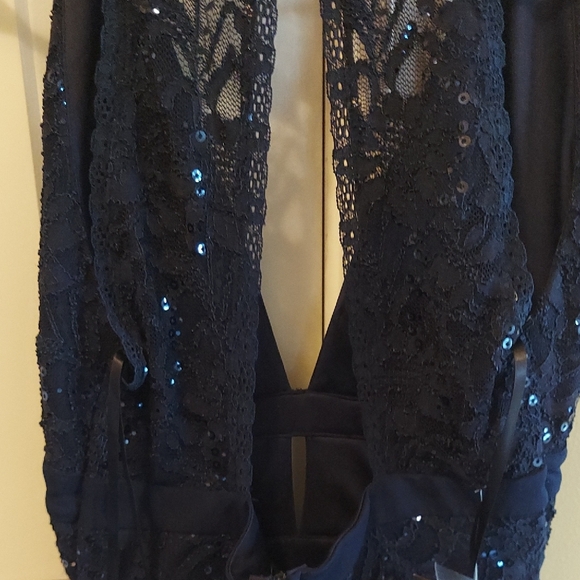Macy's Navy Sequin Backless Dress - Picture 4 of 5